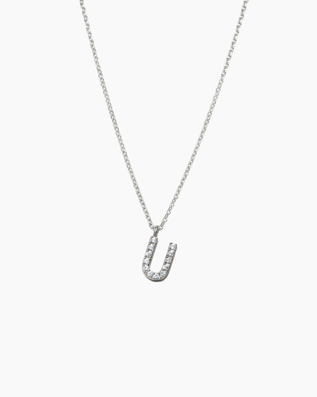Stone Letter Charm Necklace Silver