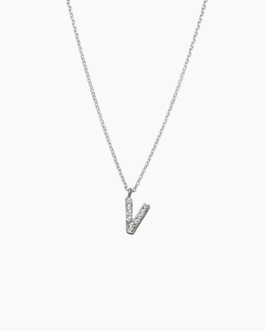 Stone Letter Charm Necklace Silver