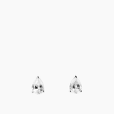 Pear Studs Large Silver