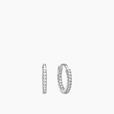 Stone Huggie Hoops Silver