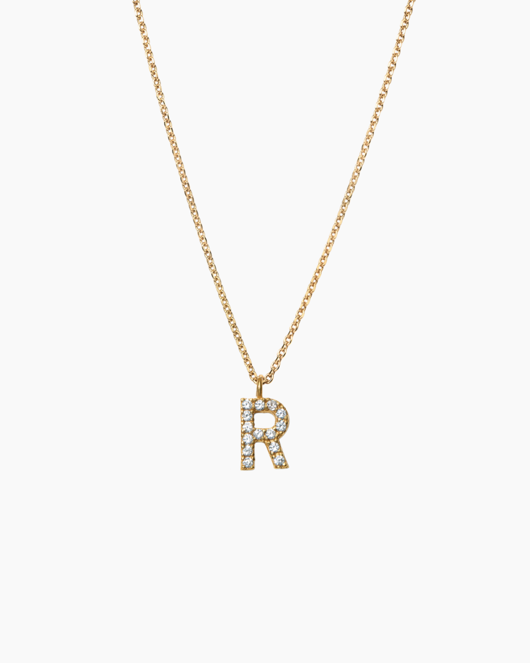 Stone Letter Necklace Gold
