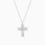 Emerald Cross Necklace Silver