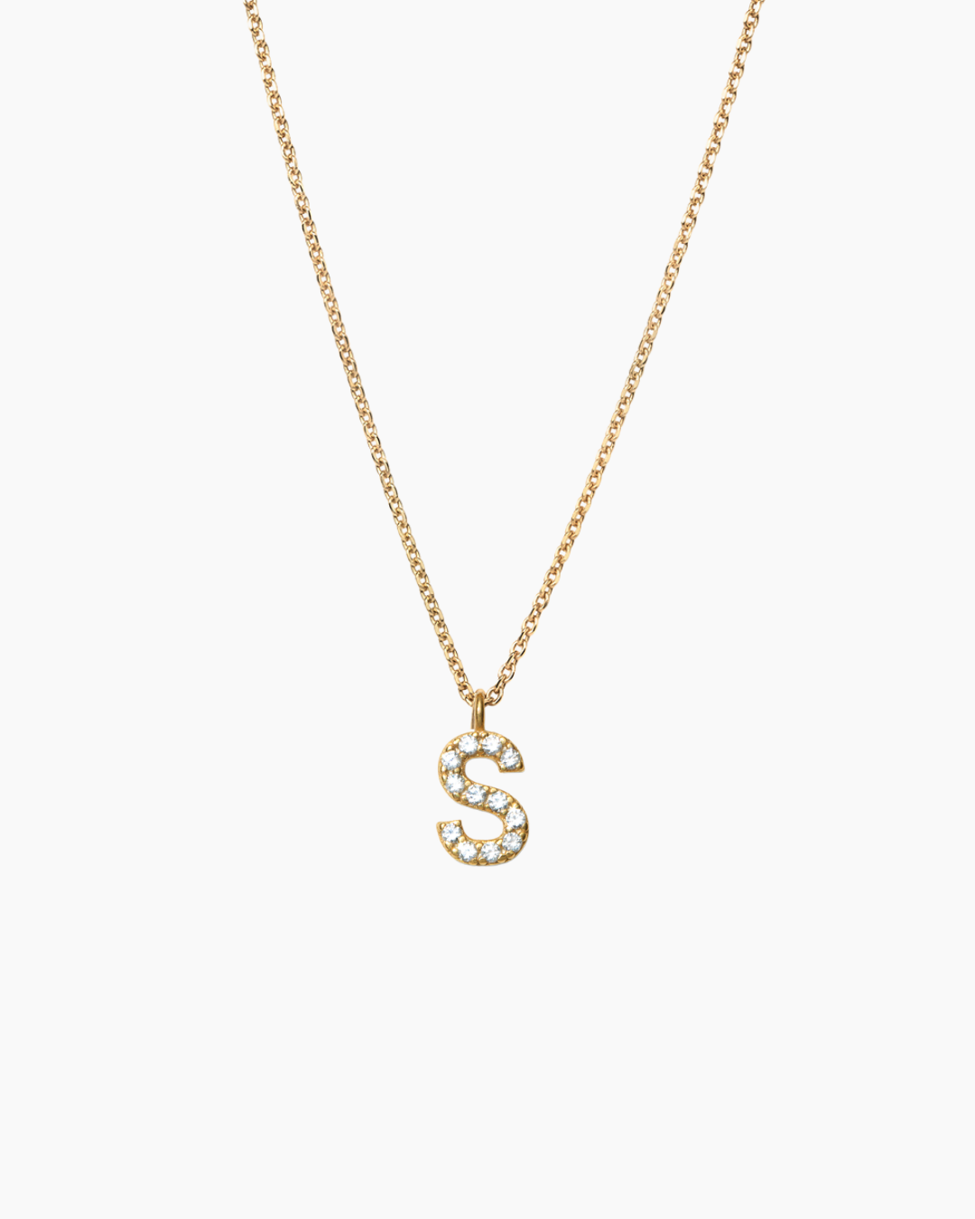 Stone Letter Necklace Gold