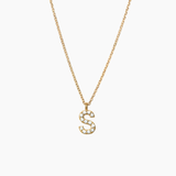 Stone Letter Necklace Gold
