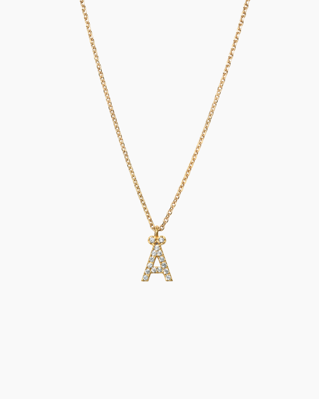Stone Letter Necklace Gold