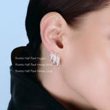 Rivetto Half Pavé Hoops Large Silver