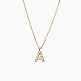Stone Letter Necklace Gold