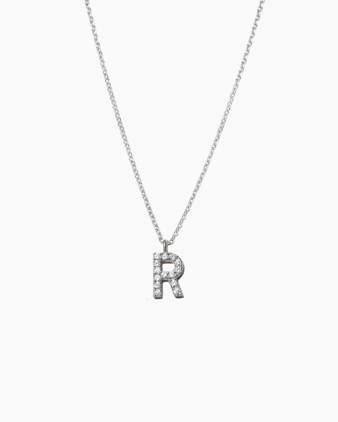 Stone Letter Necklace Silver