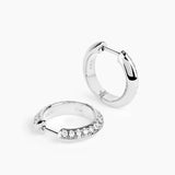 Rivetto Half Pavé Hoops Large Silver