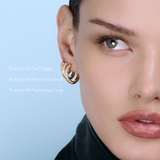 Rivetto Half Pavé Hoops Large Gold