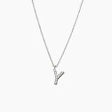 Stone Letter Necklace Silver