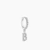 Stone Letter Hoop Silver