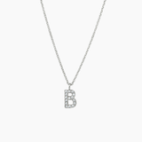 Stone Letter Charm Necklace Silver