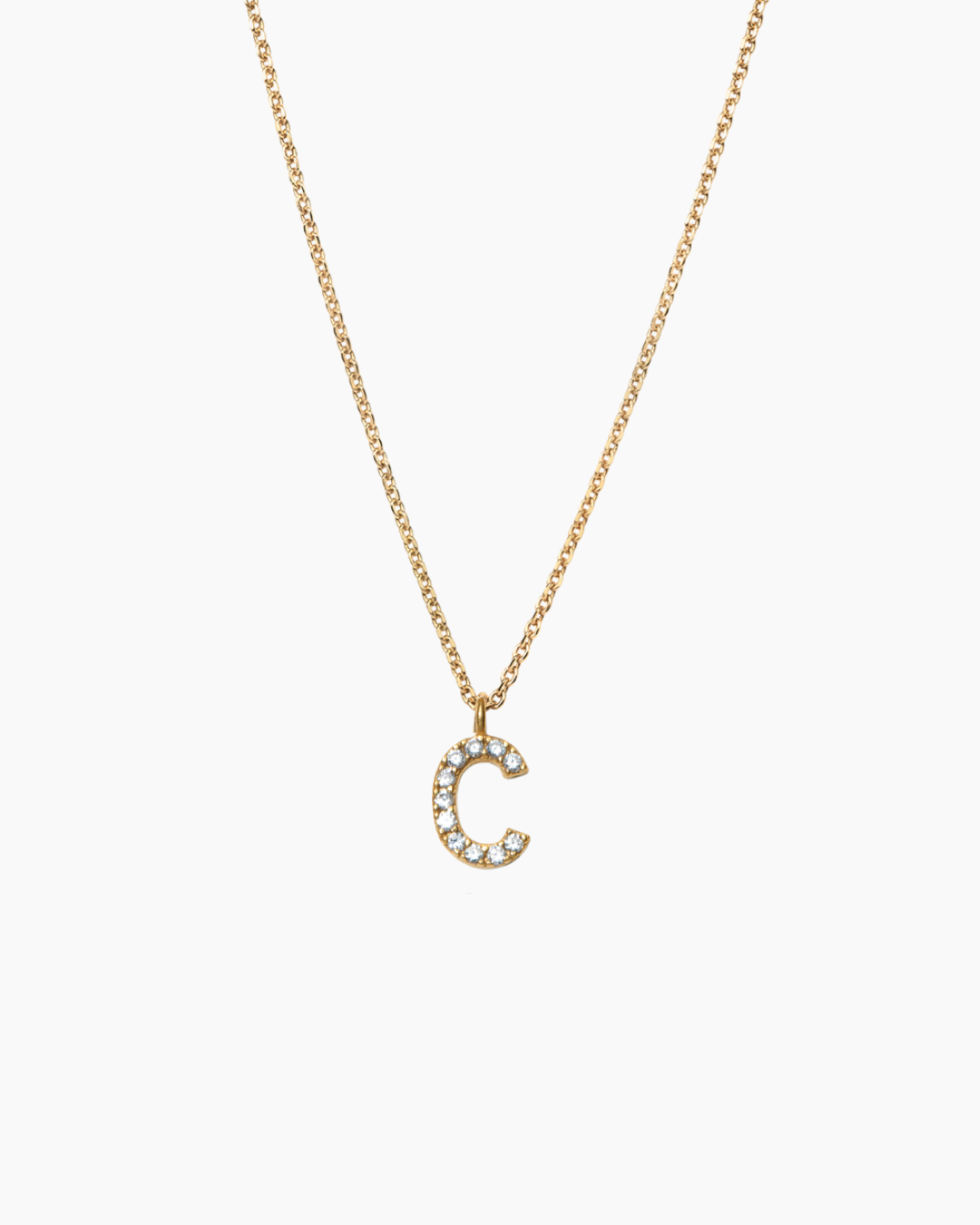 Stone Letter Charm Necklace Gold