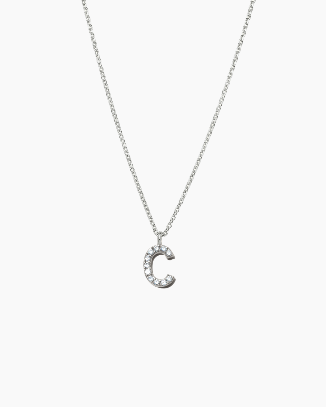 Stone Letter Charm Necklace Silver
