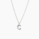 Stone Letter Charm Necklace Silver