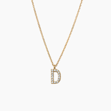 Stone Letter Charm Necklace Gold