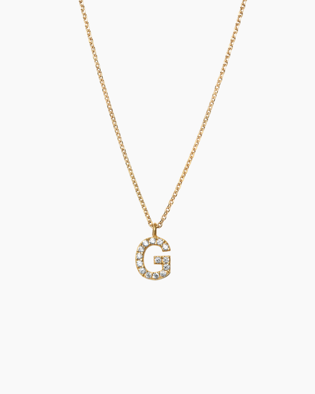 Stone Letter Charm Necklace Gold