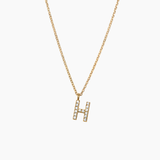 Stone Letter Charm Necklace Gold