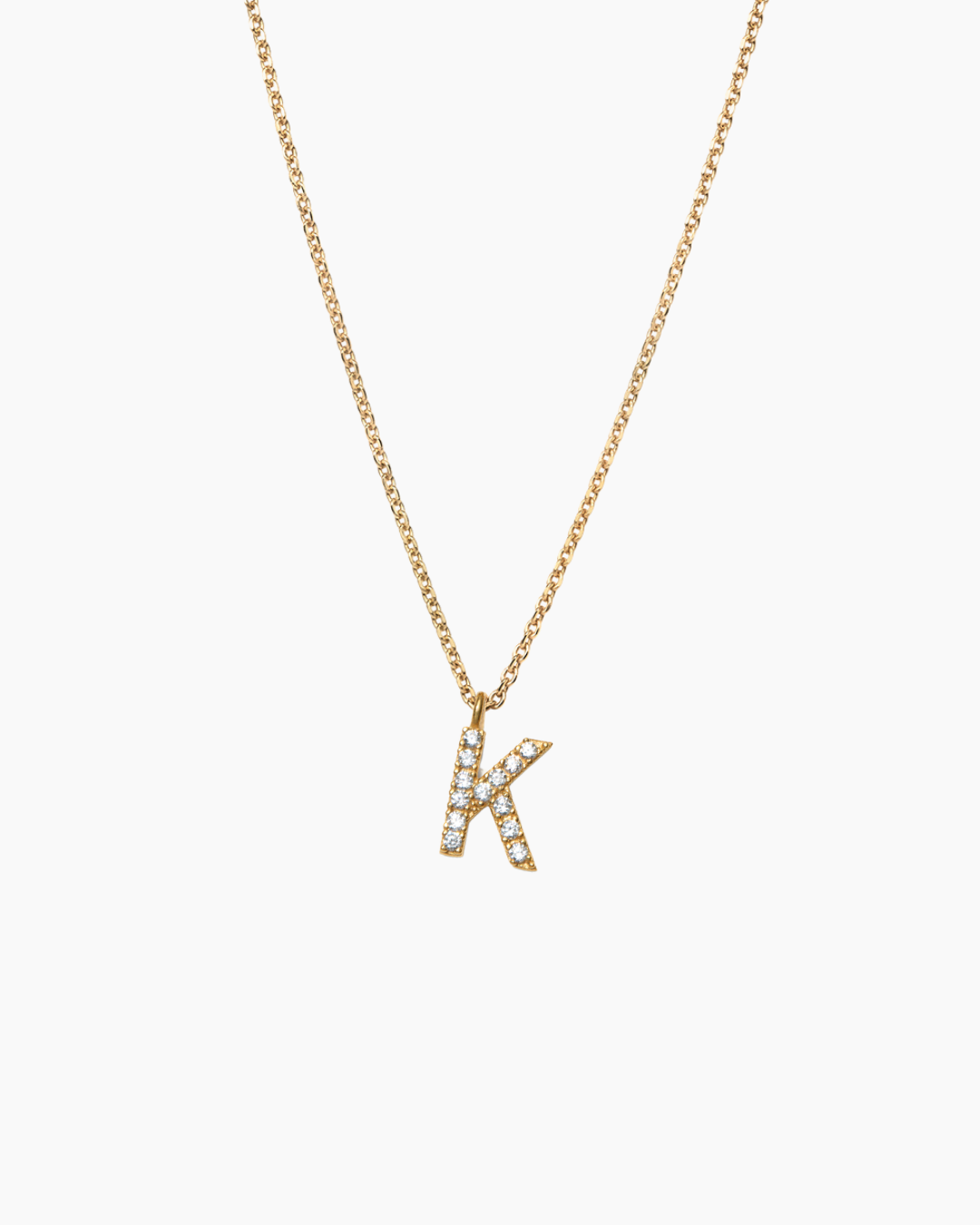 Stone Letter Charm Necklace Gold