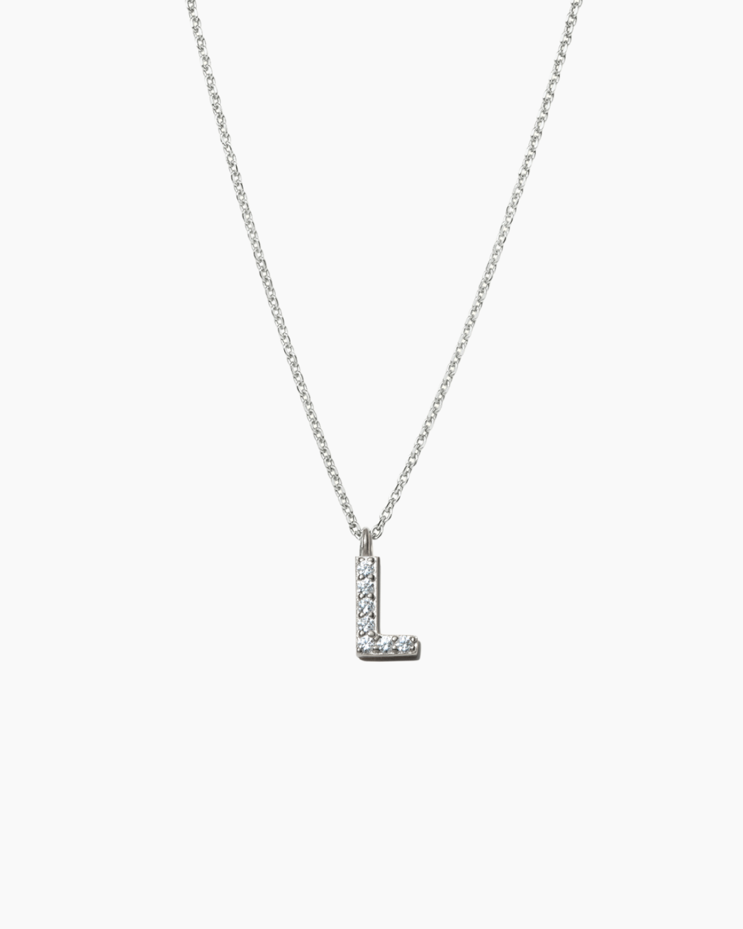 Stone Letter Charm Necklace Silver