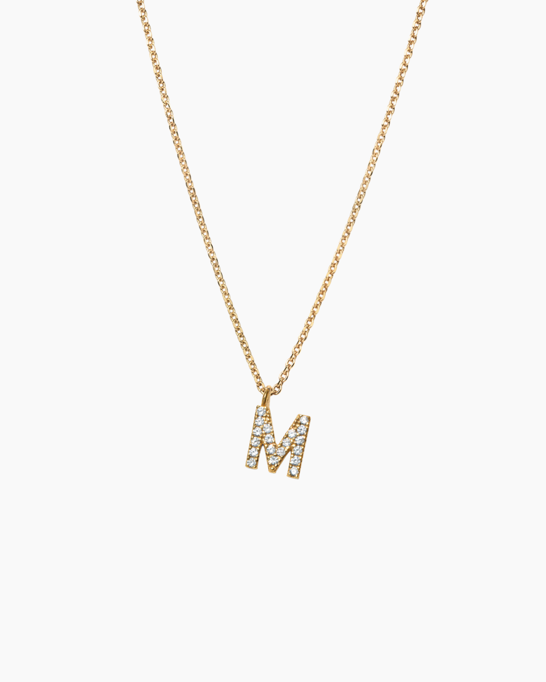 Stone Letter Charm Necklace Gold