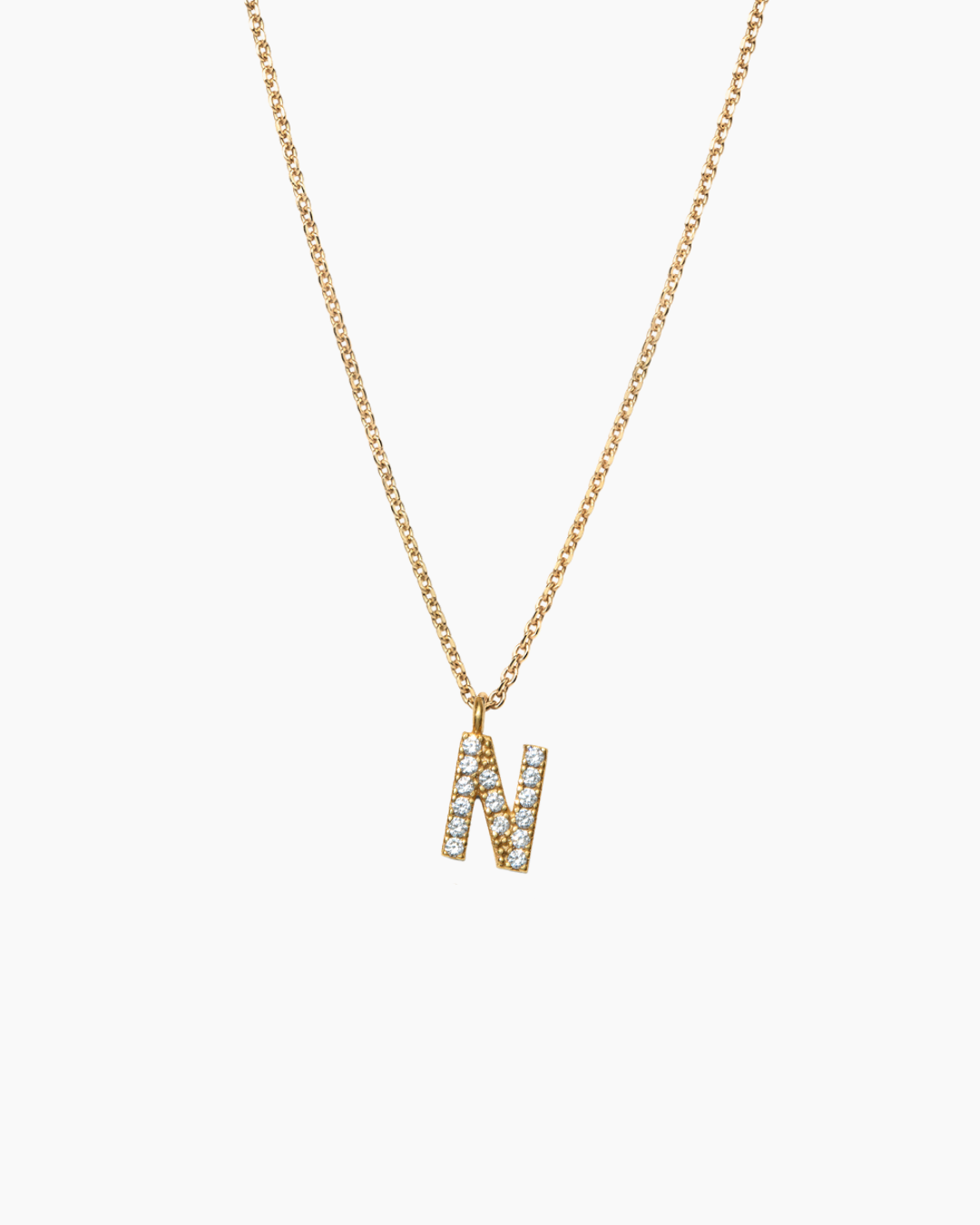 Stone Letter Charm Necklace Gold