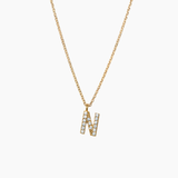 Stone Letter Charm Necklace Gold