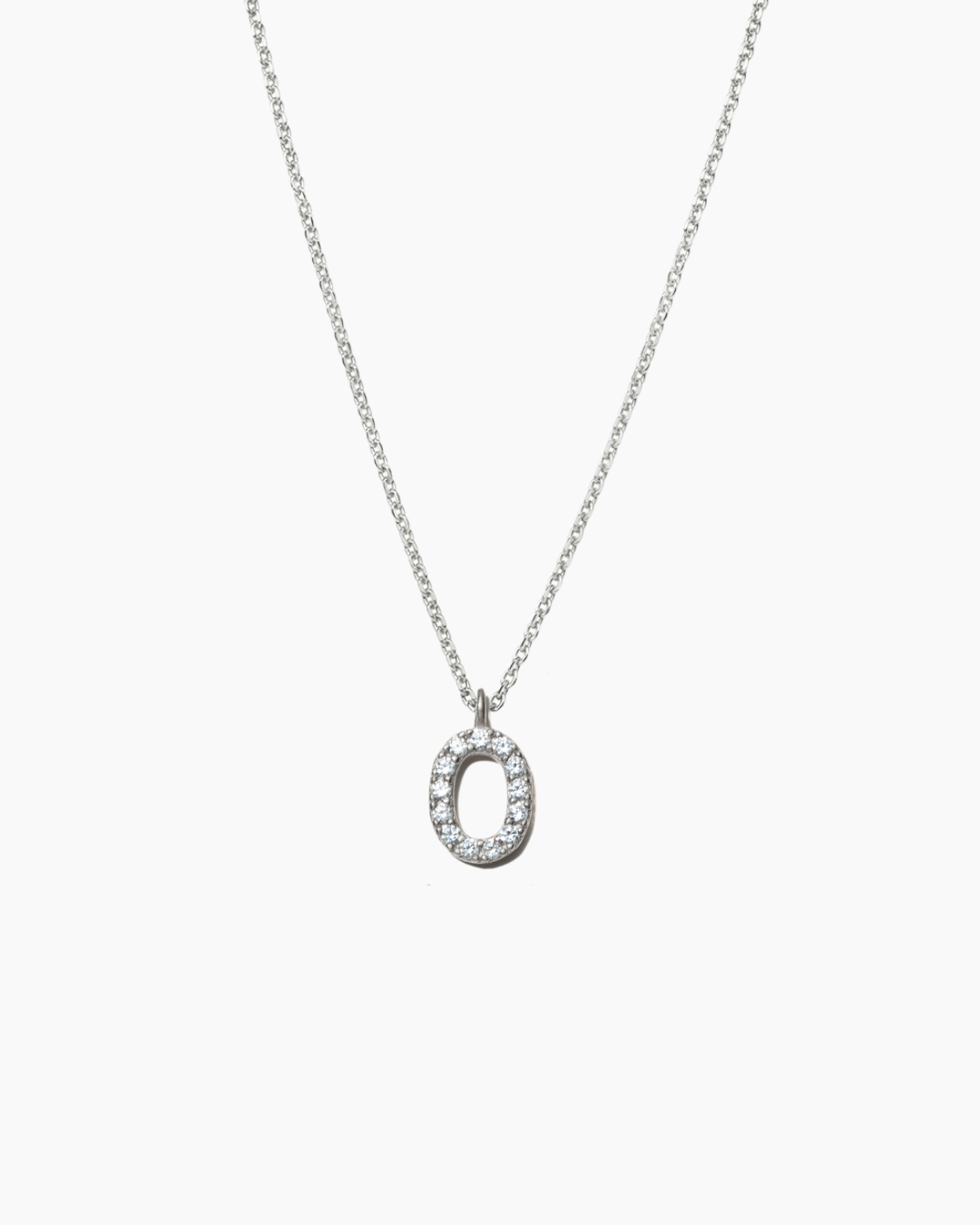 Stone Letter Charm Necklace Silver