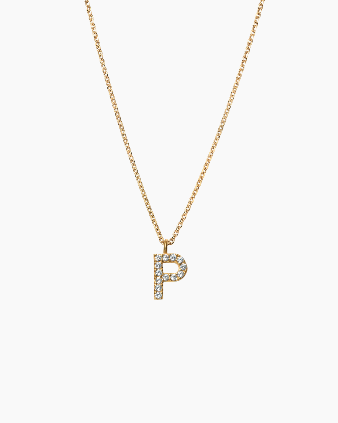 Stone Letter Charm Necklace Gold
