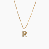 Stone Letter Charm Necklace Gold
