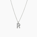 Stone Letter Charm Necklace Silver