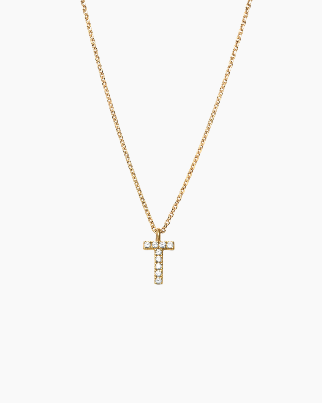 Stone Letter Charm Necklace Gold