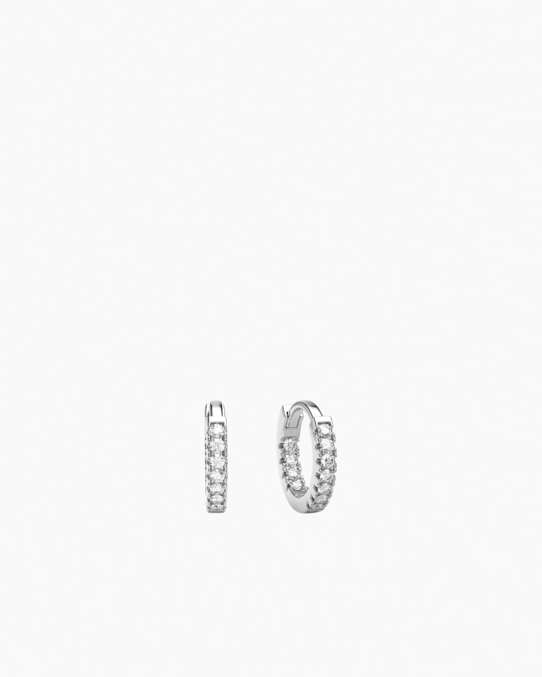 Stone Huggie Hoops Silver