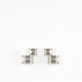 Double Emerald Studs Gold