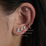 Pear Studs Medium Silver