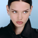 Rivetto Pavé Huggies Silver