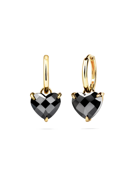 Black Heart Huggies Gold ryhmässä Shop / Korvakorut @ ANI (ANI-0125-49)