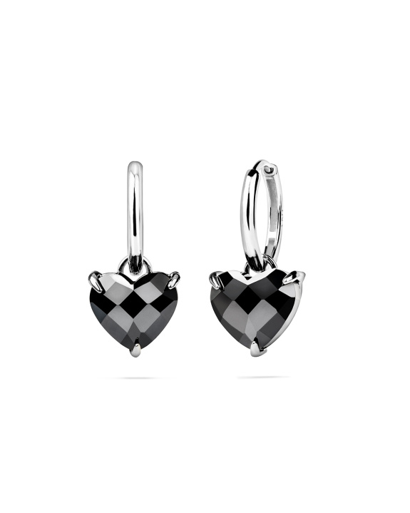 Black Heart Huggies Silver ryhmässä Shop / Korvakorut @ ANI (ANI-0125-50)