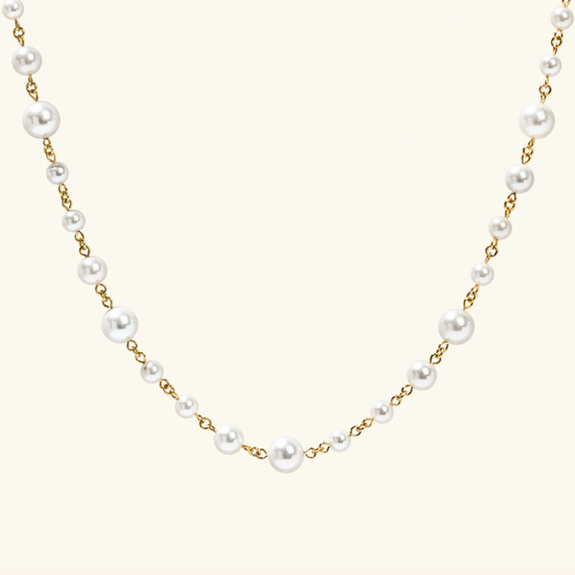 Long Pearl Necklace Gold ryhmässä Shop / Kaulakorut @ ANI (ANI-0523-001)