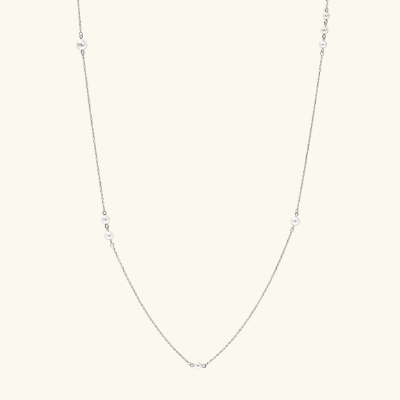 Thin Pearl Necklace Silver ryhmässä Shop / Kaulakorut @ ANI (ANI-0523-004)