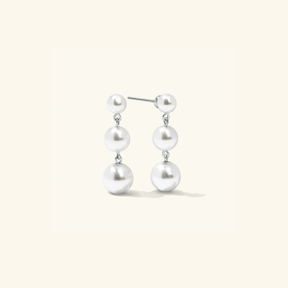 Triple Pearl Earrings Silver ryhmässä Shop / Korvakorut @ ANI (ANI-0523-009)