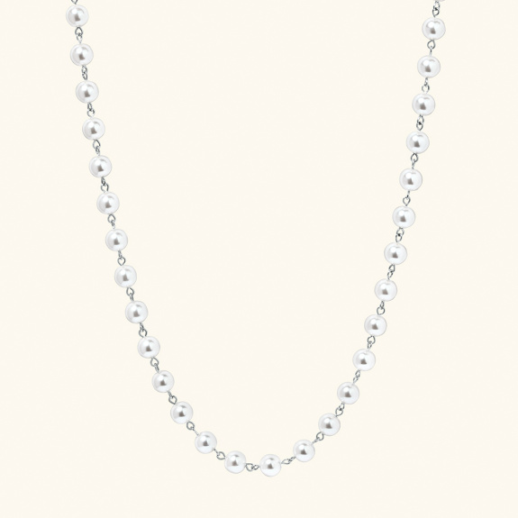 Long Pearl Necklace Silver ryhmässä Shop / Kaulakorut @ ANI (ANI-0624-003)