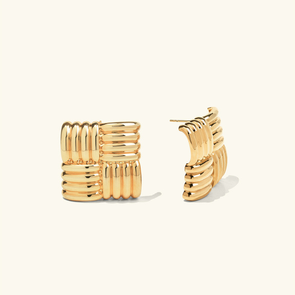 Checkered Earrings Gold ryhmässä Shop / Korvakorut @ ANI (ANI-0823-123)