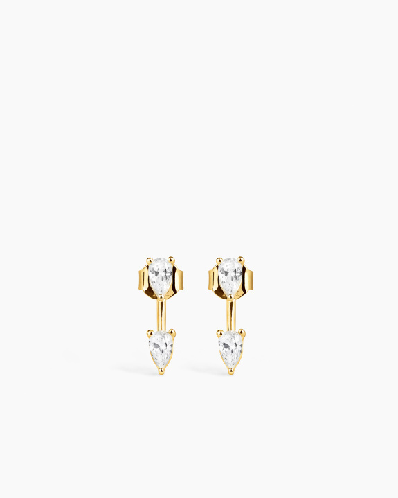 Double Pear Earring Gold ryhmässä Shop / Korvakorut @ ANI (ANI-0825-013)
