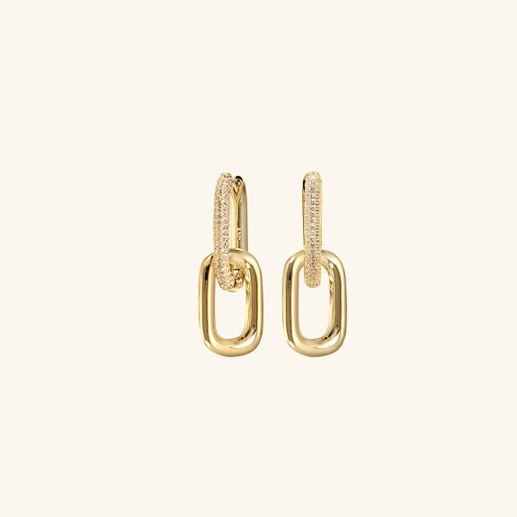 Chain Earrings Pavé Gold ryhmässä Shop / Korvakorut @ ANI (ANI-1023-015)