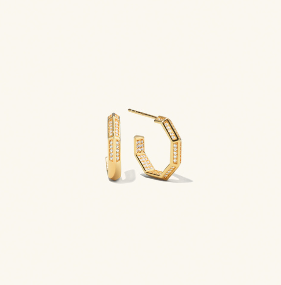 Pavé Octagon Earrings Gold ryhmässä Shop / Korvakorut @ ANI (ANI231011)