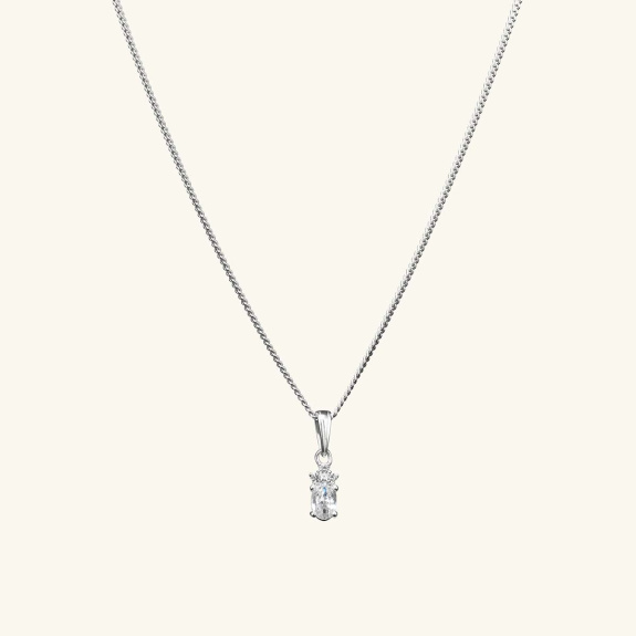 White Pendant Necklace Silver ryhmässä Shop / Kaulakorut @ ANI (ANI640)