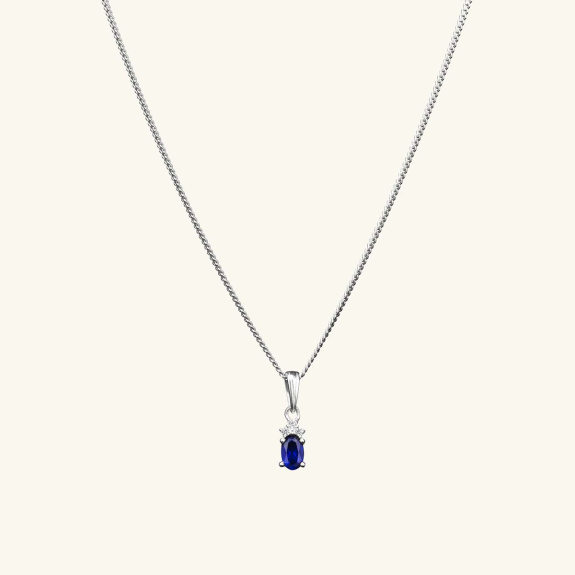 Sapphire Blue Pendant Necklace Silver ryhmässä Shop / Kaulakorut @ ANI (ANI641)