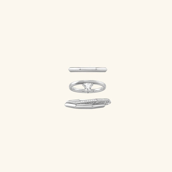 Octagon Ring Stack Kit - Silver ryhmässä Shop / Sormukset @ ANI (ANI_SET_011)